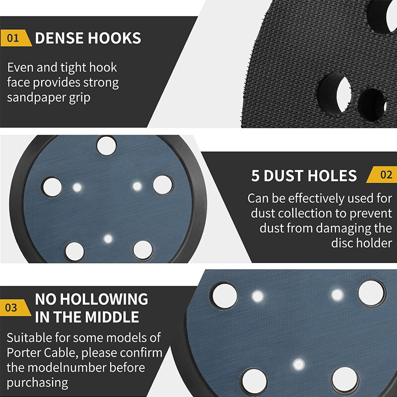 1pc 5″ Hook&Loop Orbital Sander Pad for PORTER-CABLE 333 333VS 13904 13909