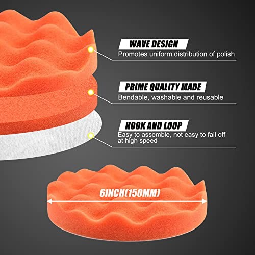 Car Polishing & Buffing Sponge Pads Kit Wool Bonnet Pads for Household 6 Inch