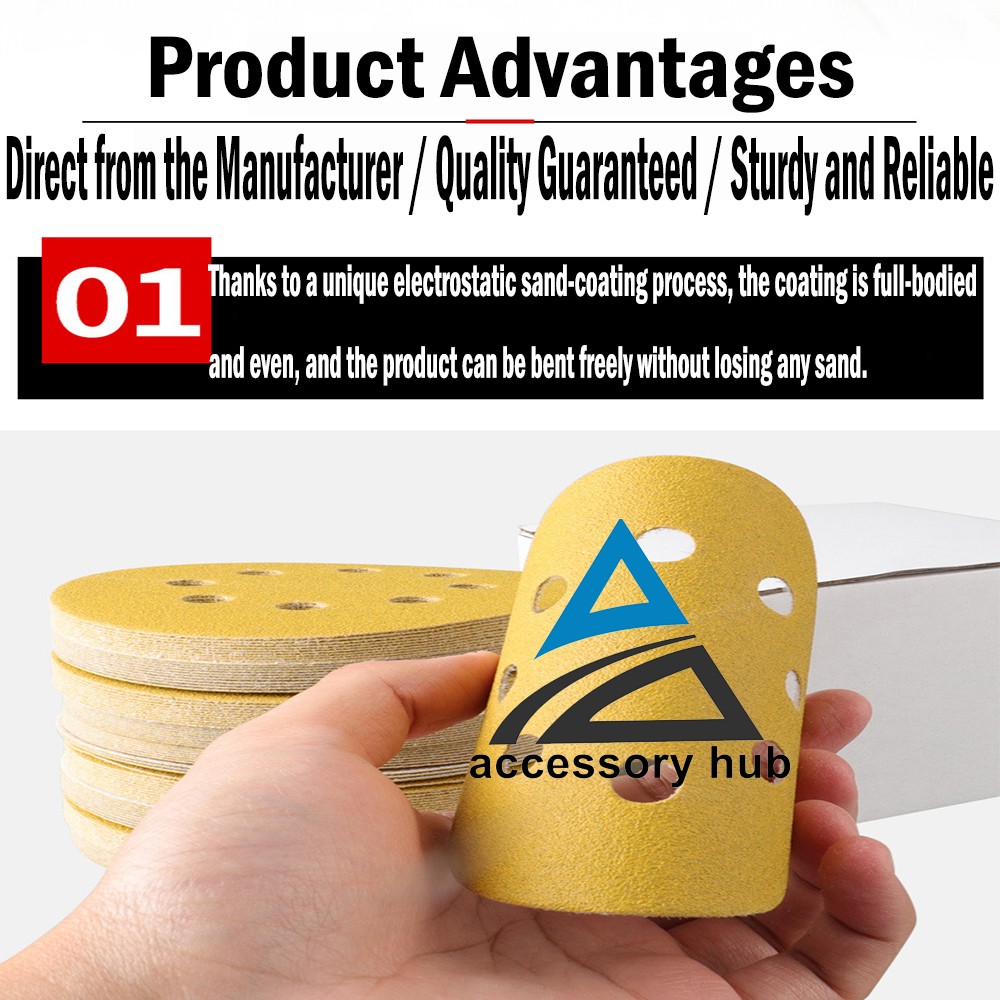 Accessoryhub Hook & Loop 6” Sanding Discs, Orbital DA Sander Paper Pads US