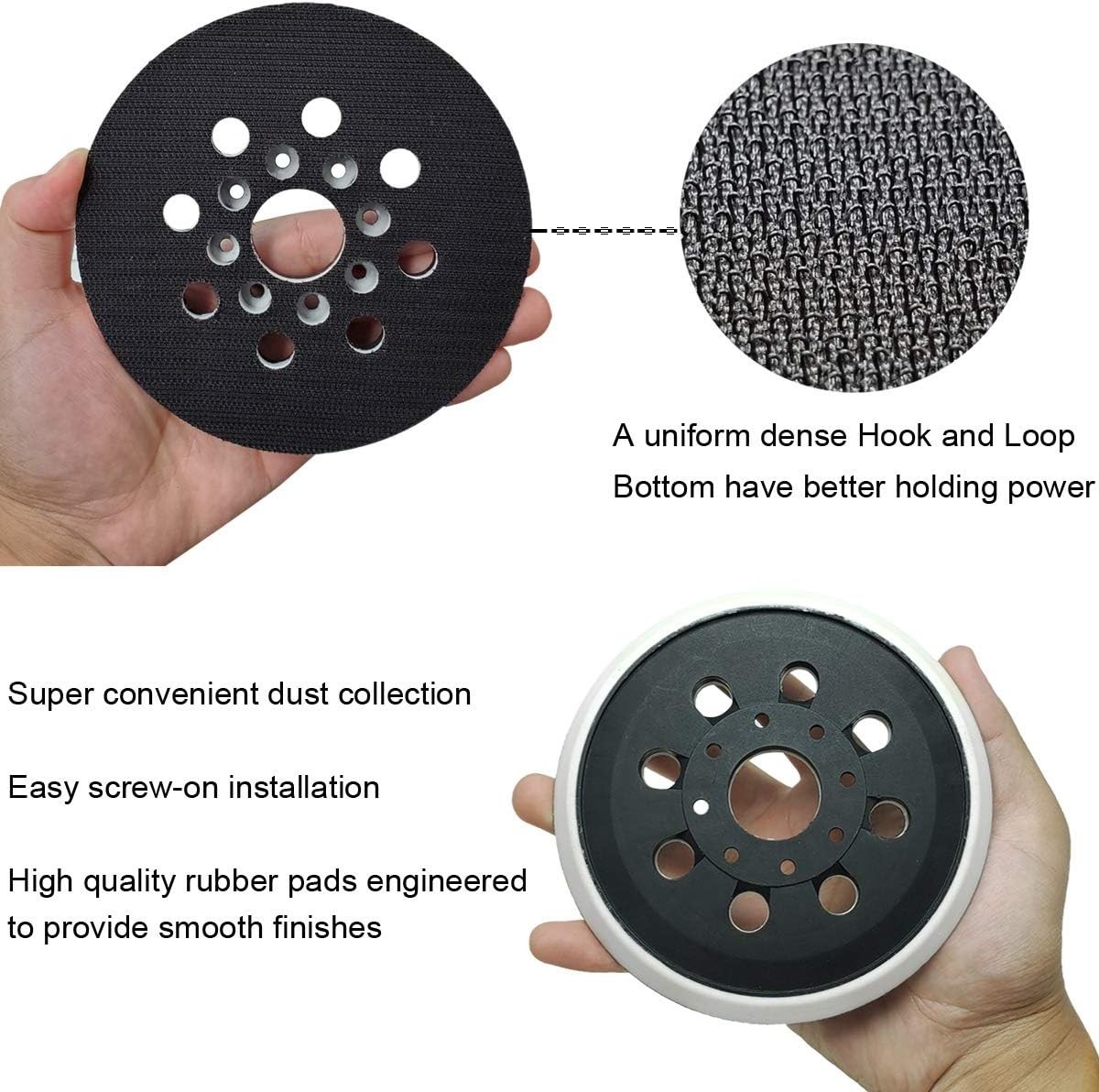 2 Pack 5 Inch 8 Hole Hook & Loop Replacement Sander Pad for 5″ Bosch ROS20VS,