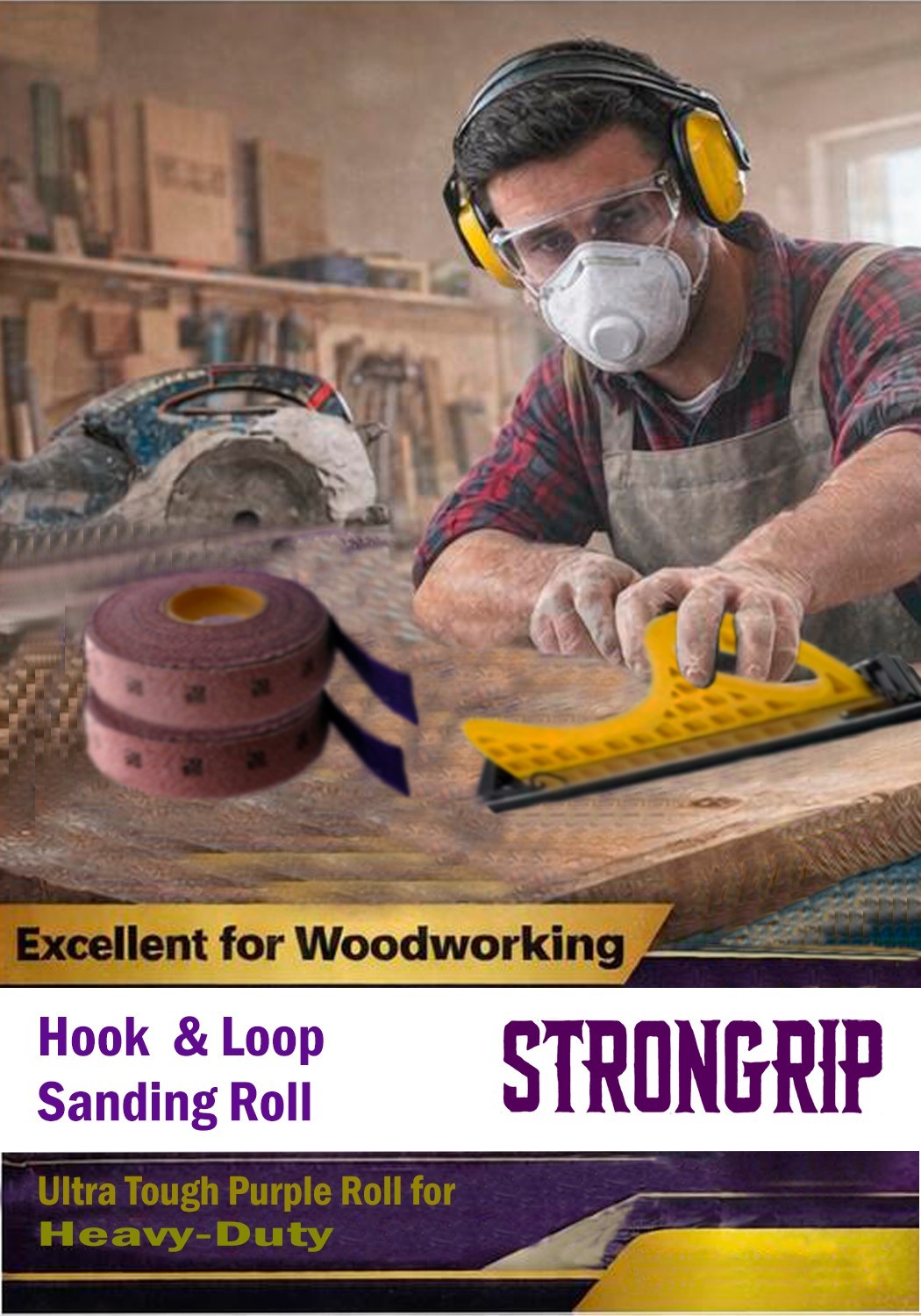 Strongrip Ceramic Mesh Roll 2-3/4 in x 22 yd Hook and Loop Purple – Choose Grit