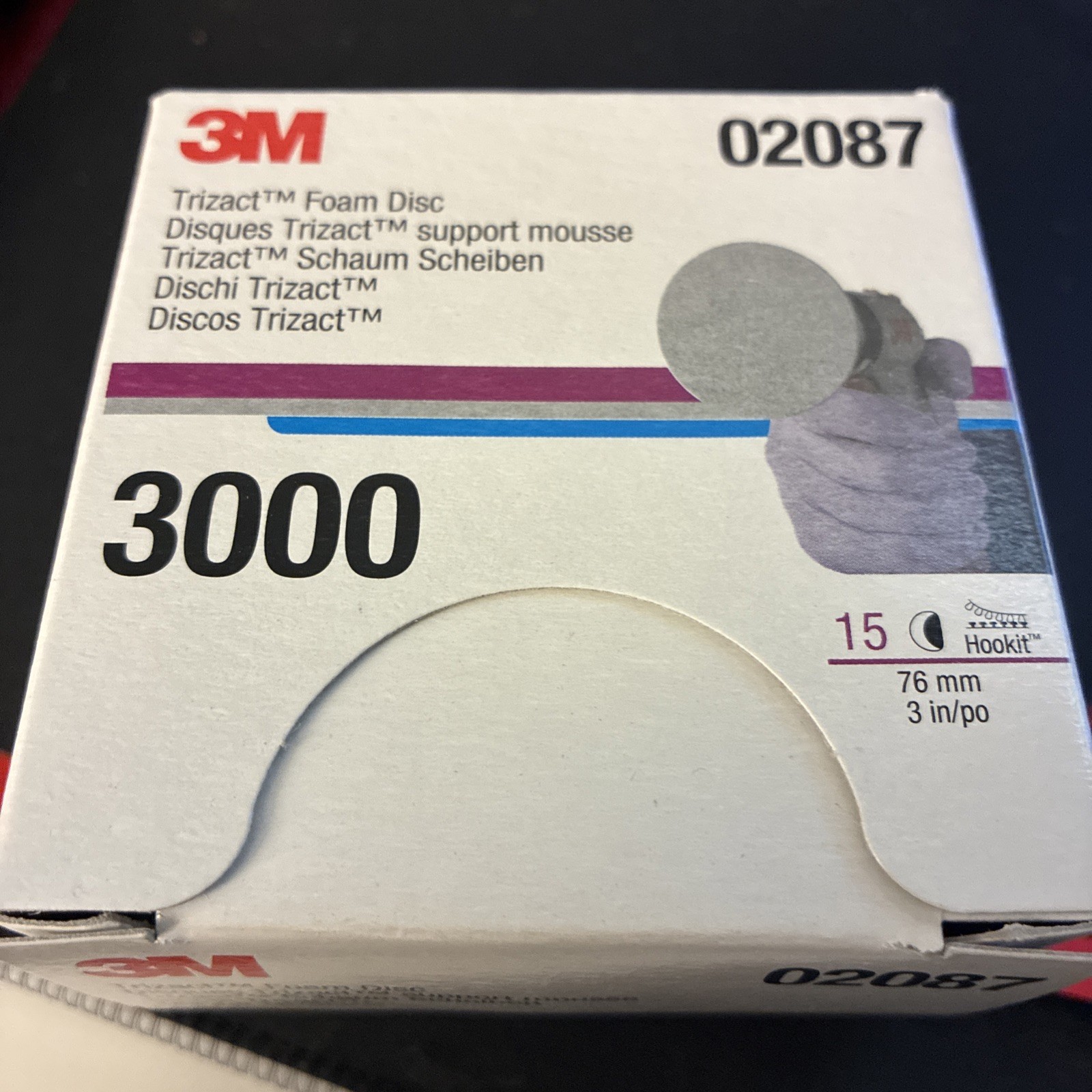 15Pcs/Box for 3M 02087 Trizact Hookit 3 Inch P3000 Grit Foam Disc Automotive