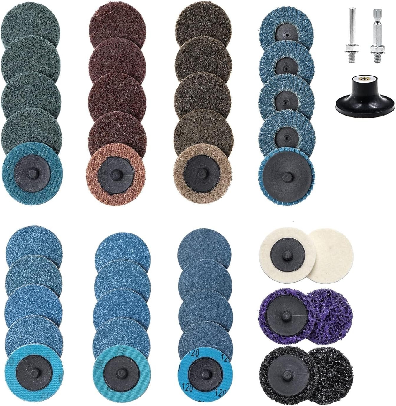 44Pcs Roll Lock 2 inch Sanding Discs Set, Surface Conditioning Disc, Quick Ch…