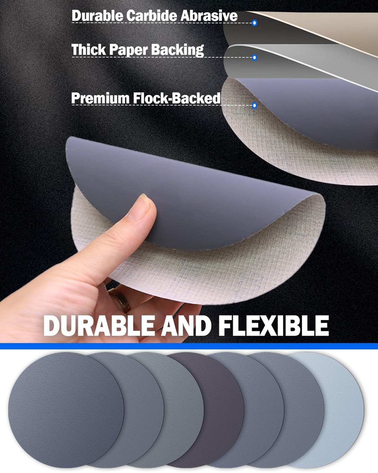 50Pcs 6 Inch Wet Dry Sanding Paper Discs Hook and Loop, 400 Fine Grit Sandpap…