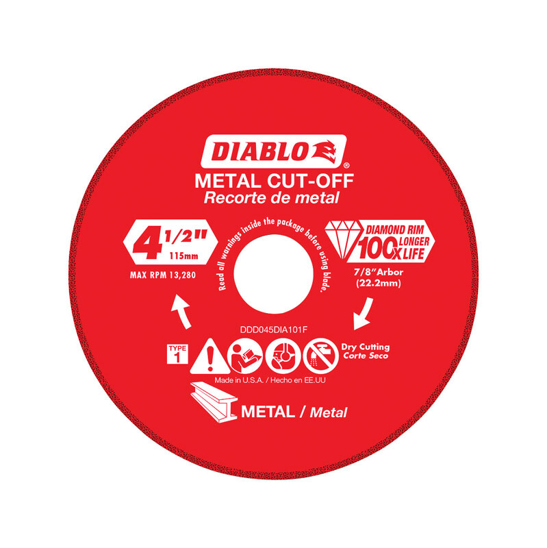 Diablo DDD045DIA101F Type-1 Diamond Metal Cut?Off Blade 4-1/2 Dia. x 7/8 in.