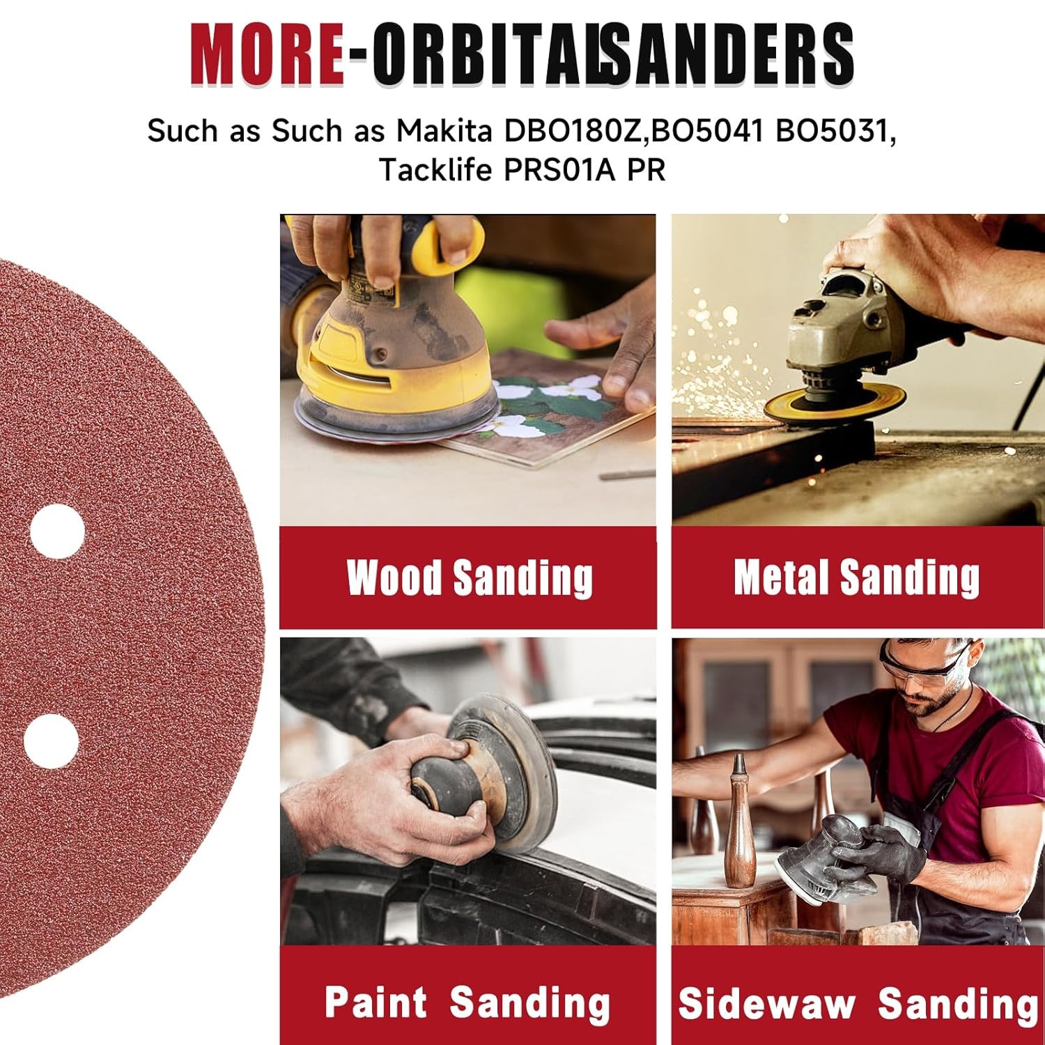 100 PCS 6 Inch Sanding Discs, 6 Hole Hook and Loop Sandpaper 60 80 120 240 400 G