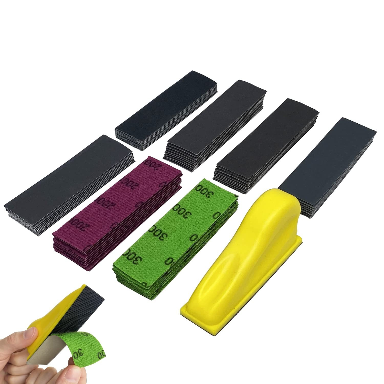 Complete Kit of 70PCS Grit 400-3000 Sandpaper & Sanding Block for Fine Detailing