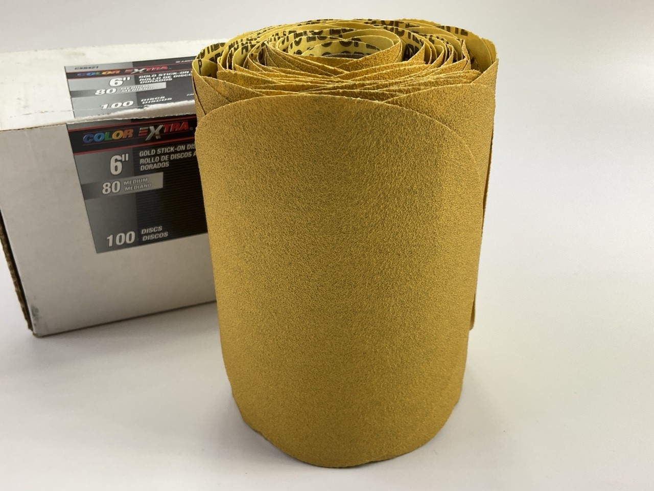 Color Extra CX8421 6″ GOLD Stick-on Sanding Discs, 80 Grit, 100 / PACK