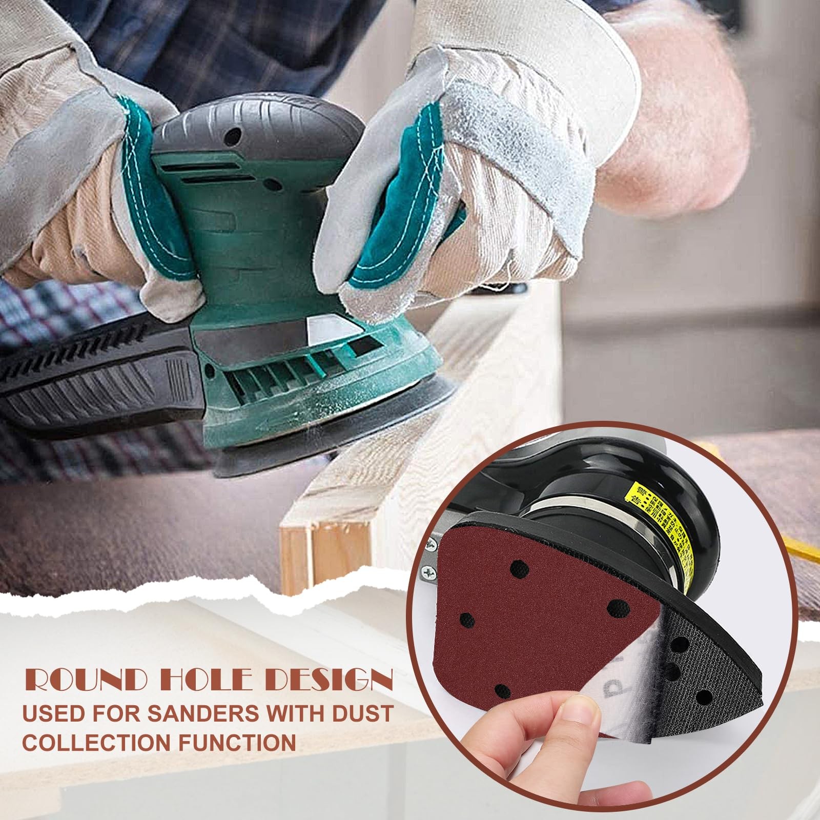 400 Grit Mouse Sander Sandpaper, Jamiikury 5 Hole Detail 400 Grit, Red