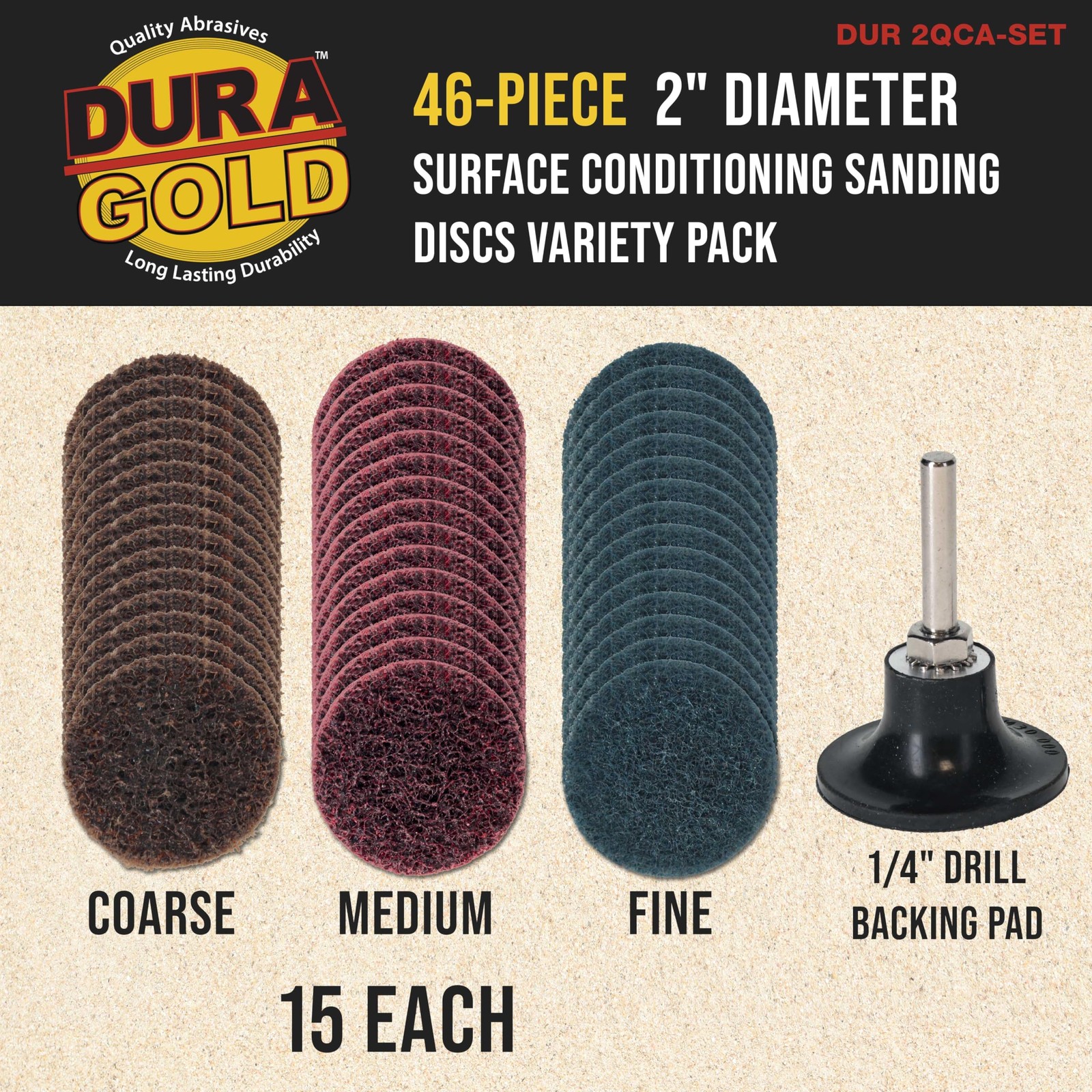 Dura-Gold 46-Piece 2″ Diameter Surface Conditioning Sanding Multicolored