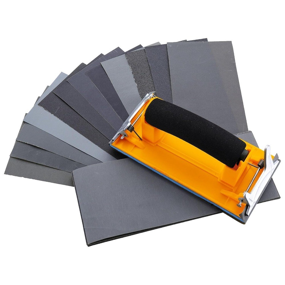 Manual Hand Sander Block Kit with 36 Pcs Assorted Grit Sandpaper from 120 to