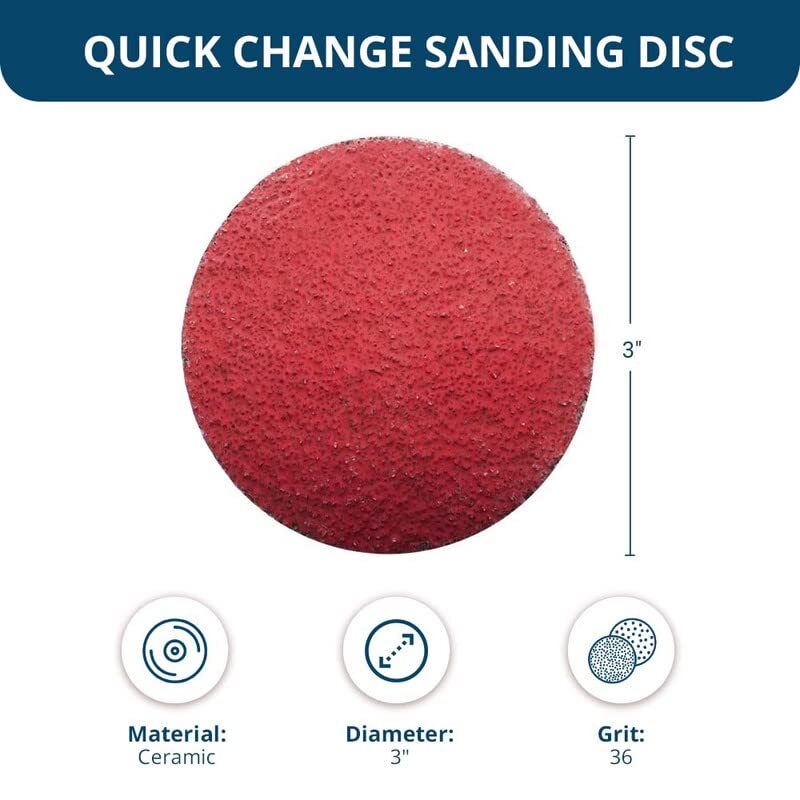 25PCS 36Grit 2 In/50MM Quick Change Sanding Disc R-Type Ceramic Grains