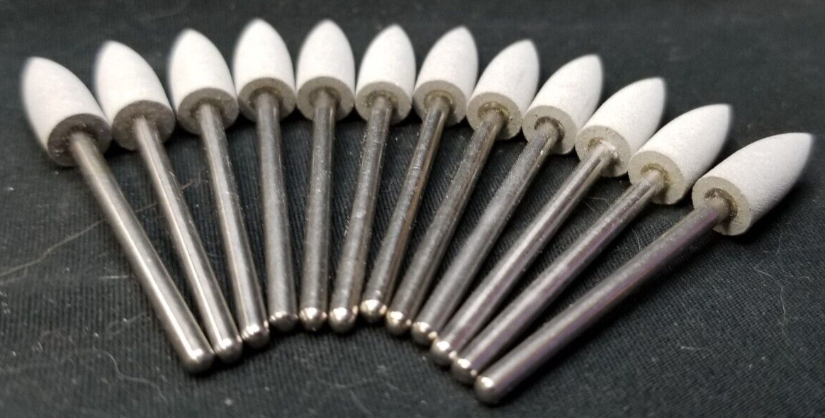 Uxcell 12Pcs 150 Grit Abrasive Mounted Stone 2.35mm Shank 1/4″(6mm) DIA Pointed