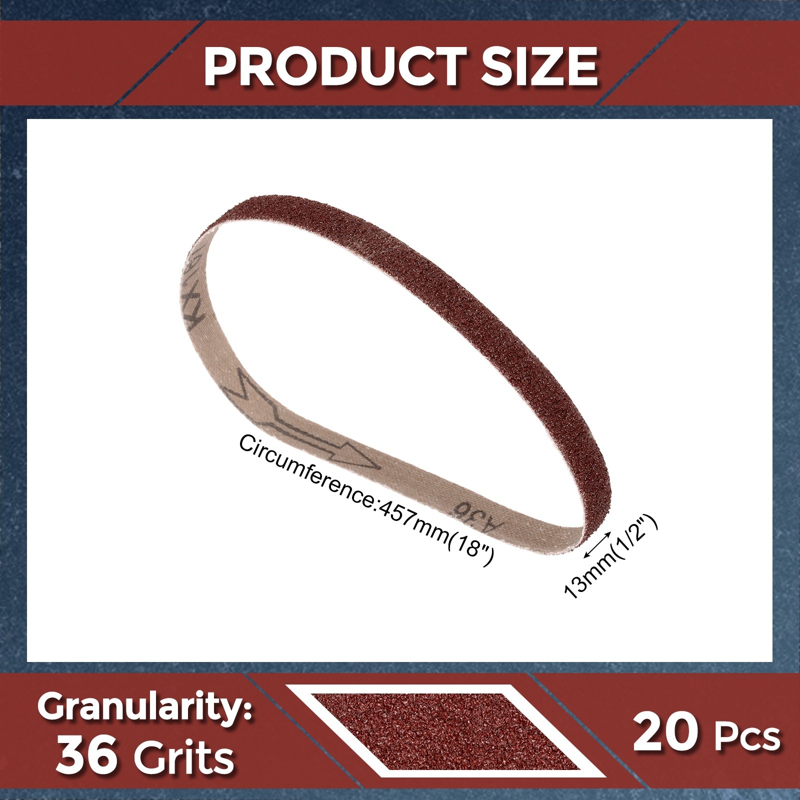 20 Pcs Sanding Belts 1/2 x 18 Inch 36 Grit Aluminum Oxide Abrasive Sandpaper