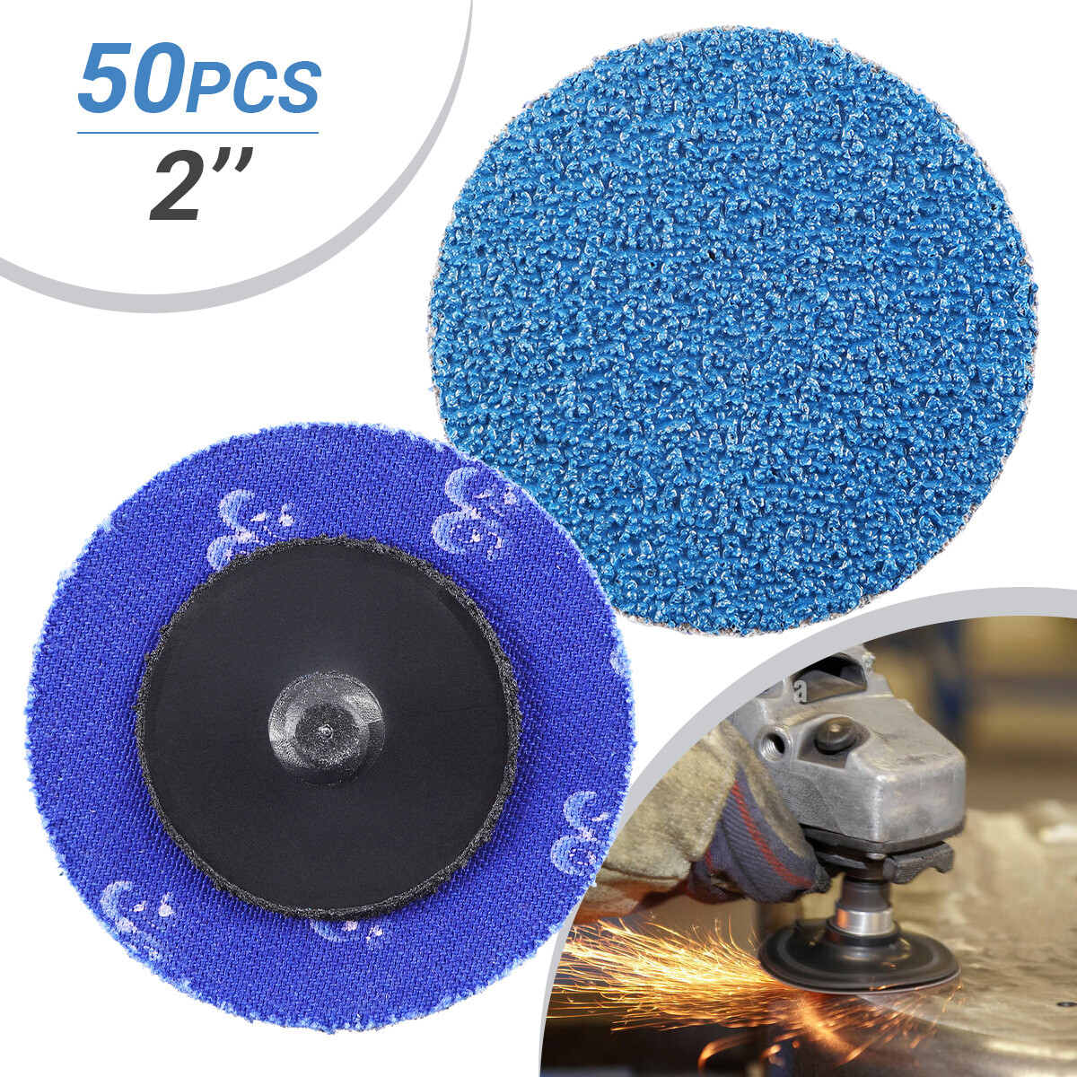 2 inch 36 Grit Zirconia Roll Lock Die Grinder Quick Change Sanding Discs 50PCS