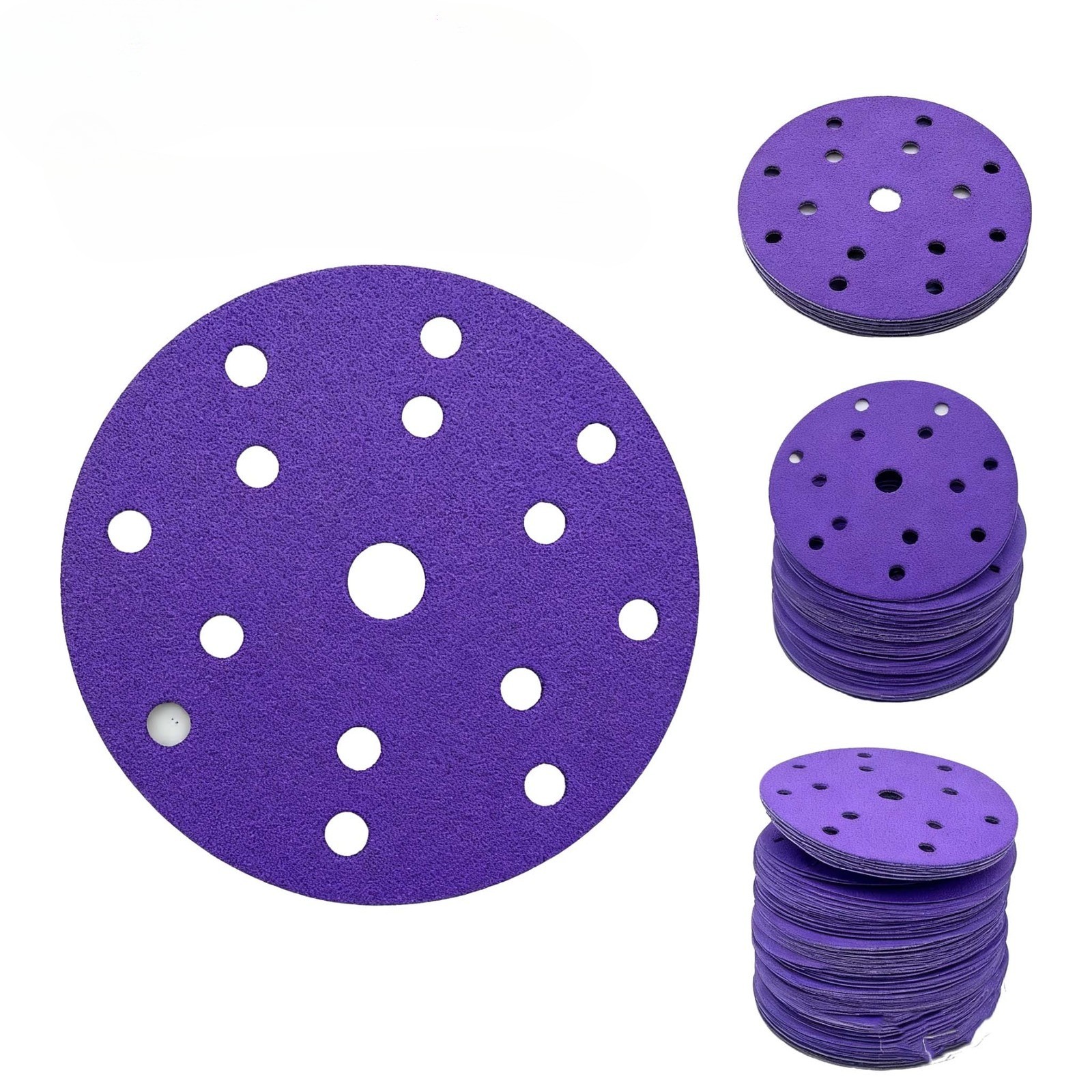 100PCS Premium 6” 150mm Ceramic Hook & Loop 15 Holes Sanding Discs P60-P240