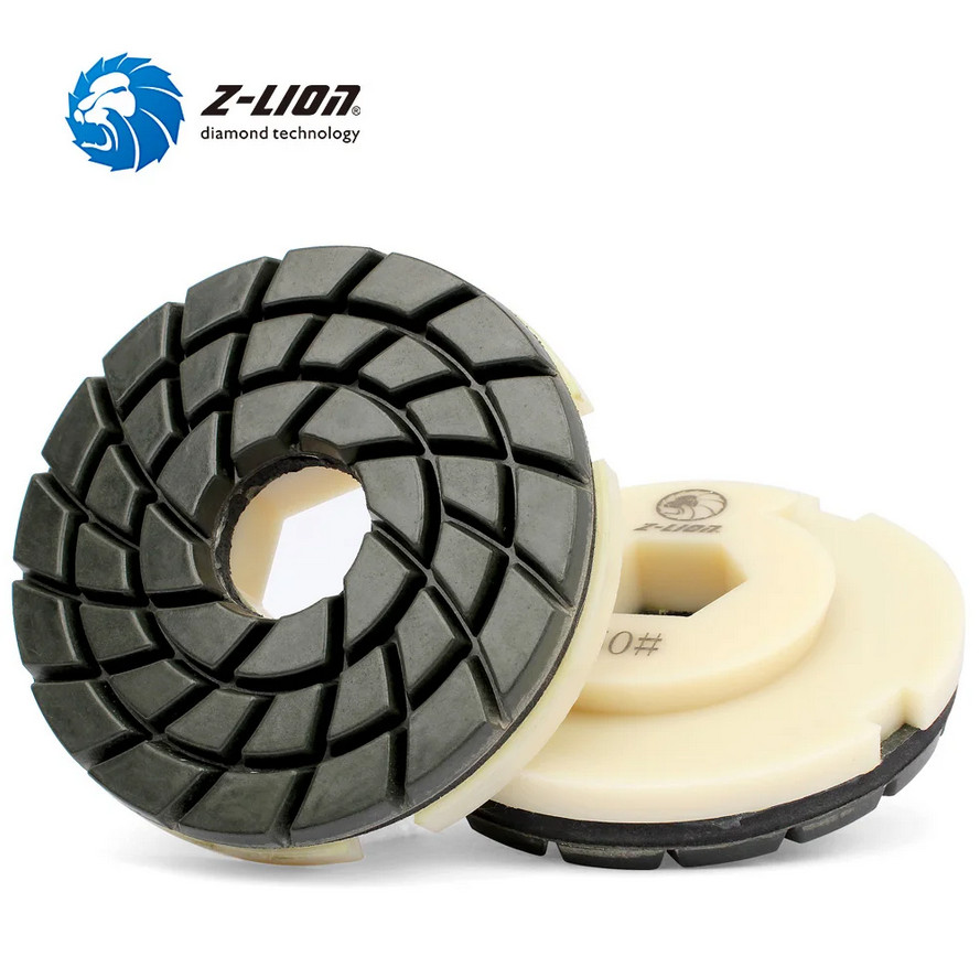 4” 7 pcs/set Worm Lock Edge Polishing Pads Resin Bonded Diamond Polishing Wheels