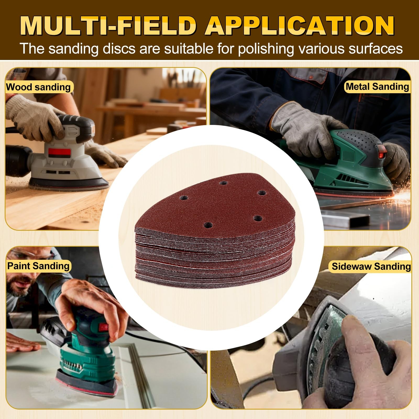 55pcs Mouse Detail Sander Sandpaper Premium Triangle Sanding Pads 9 Grits 40-800