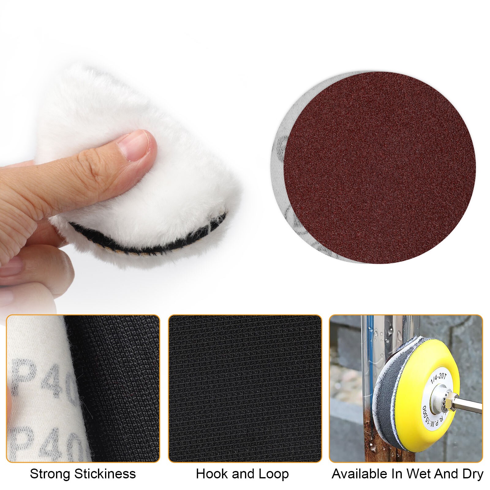 133pcs Sanding Disc Kit,60-10000 Grit Wet Dry Hook & Loop Sandpaper Pads 3 Inch