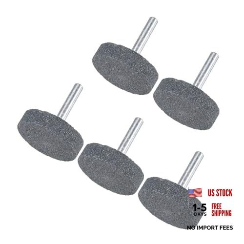 -Pack Abrasive Mounted Stone Grinding Bits, 1/4 in(6mm) Shank Aluminum 40mm 5
