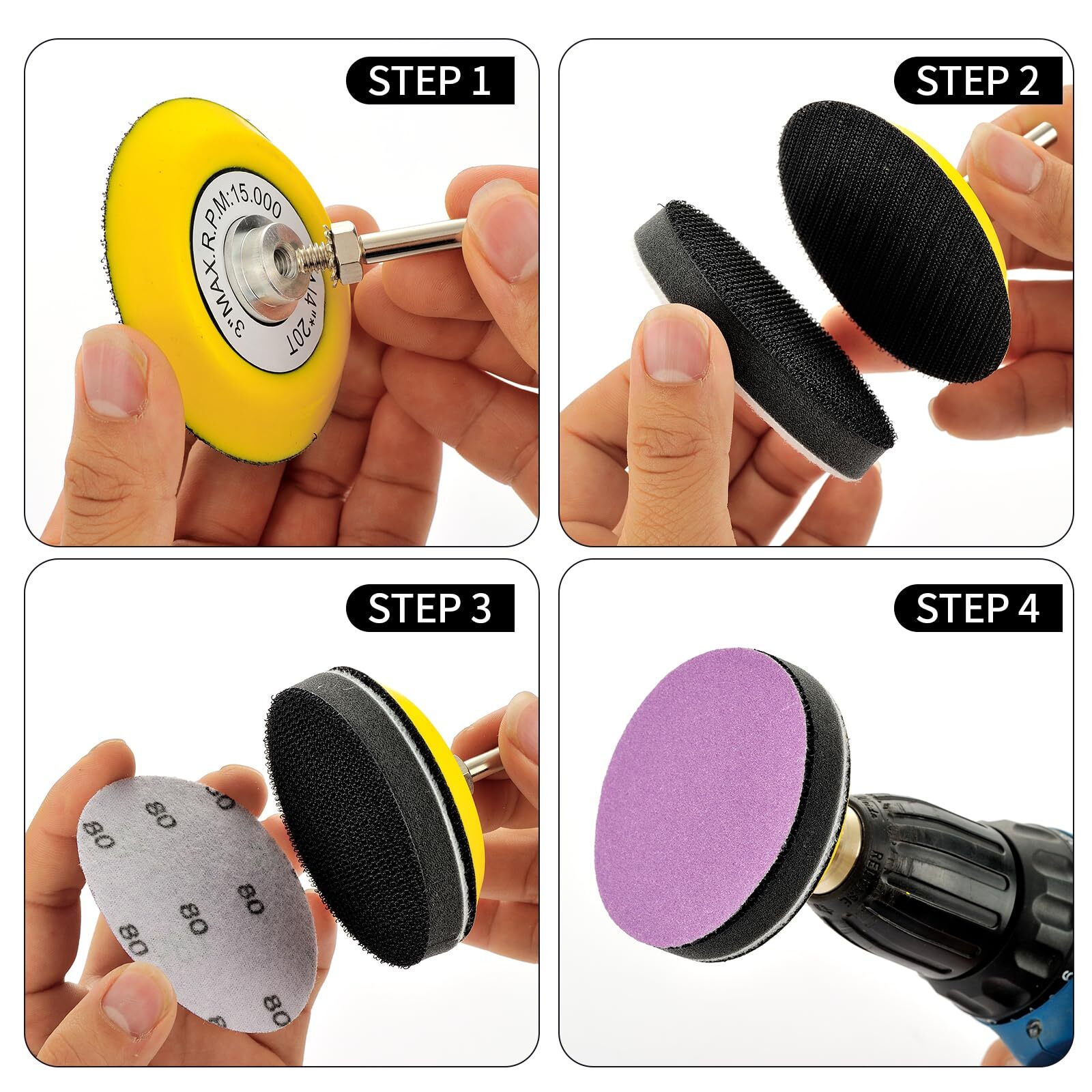 50mm 2 Inch Hook Loop Sanding Discs Pads 60-10000 Grit Round Wet & Dry Sandpaper