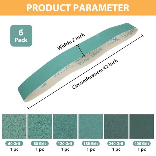 Knife Making Sanding Belts 2×42 6 Pack Ceramic