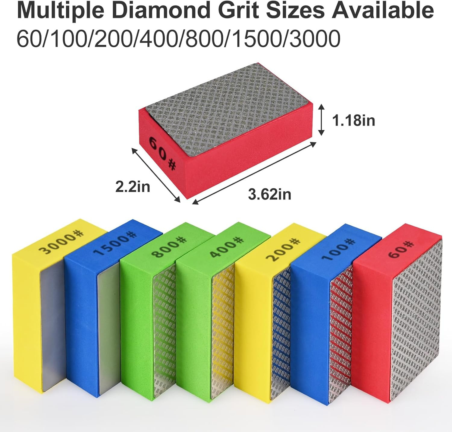 7Pcs Diamond Hand Polishing Pads for Ceramic Tile Glass Grinding,Sanding Blocks