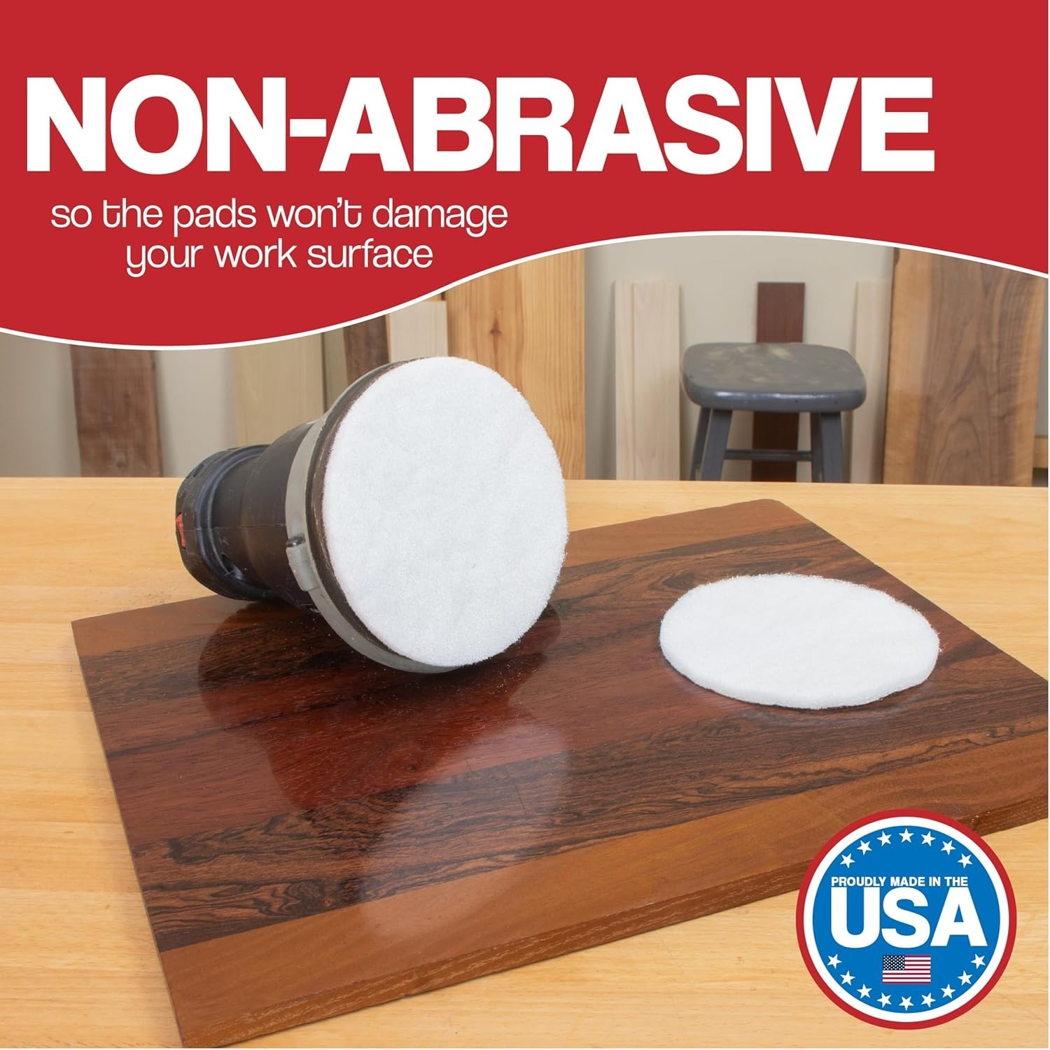 5″ Non-Scratch Polishing Pad Hook and Loop Non-Woven Discs, Non-Abrasive Pads