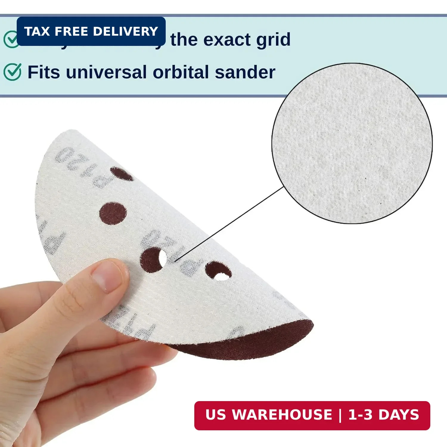 Bates- Sanding Discs 5 Inch 8 Hole, 30 Pack, Assorted Grits 40 80 120 220 320 60