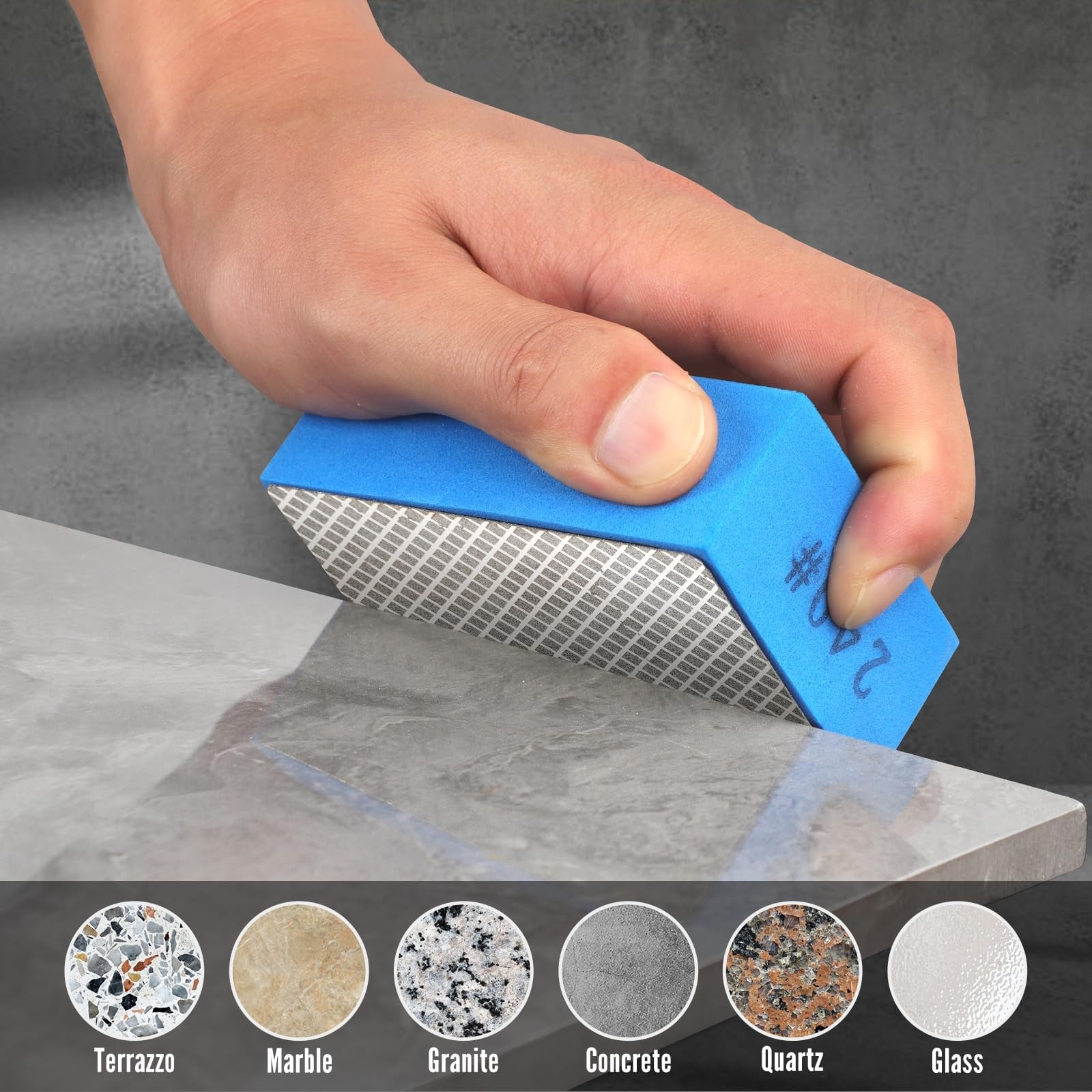 Diamond Hand Polishing Pads, 5PCS Diamond Sanding Pads 60/120/240/400/1000 Gr…