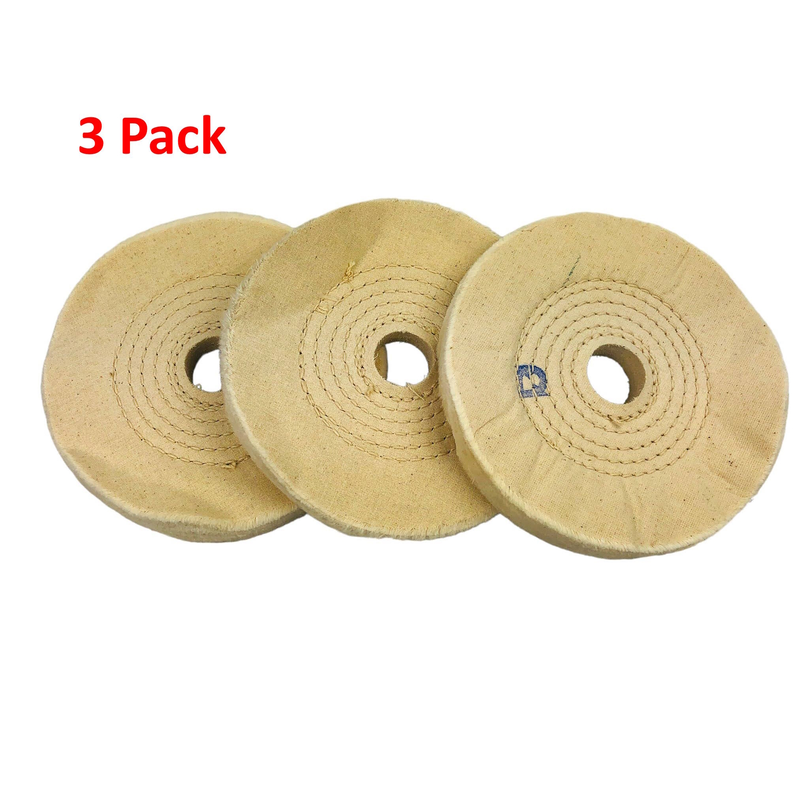 6 in Buffing Polishing Wheel Buffer Pad 3pk 1″ Arbor Cotton 50 Ply Spiral Sewn