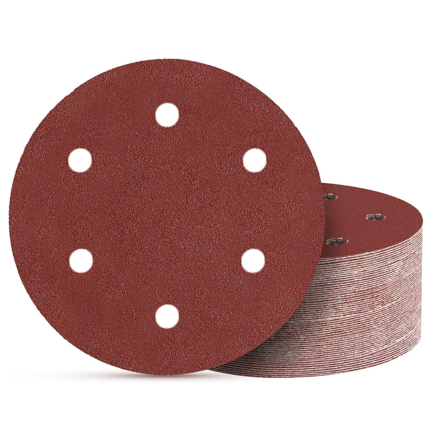 50pcs 9 inch 6 Hole Sanding Discs Set -10 Each of 60 80 120 150 240 Grits, 9″…