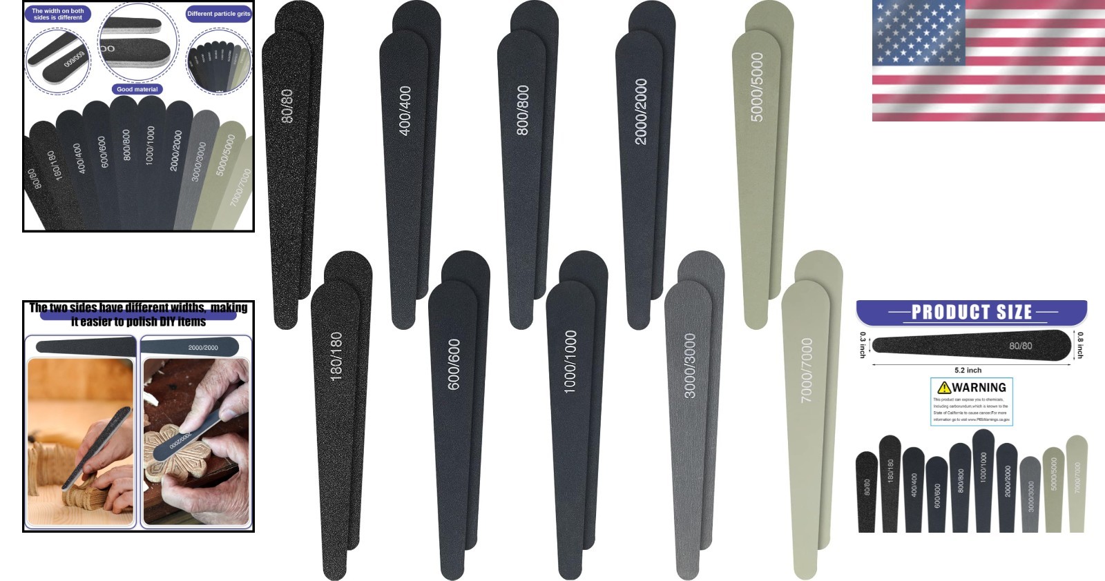 Professional 20 Pcs Sanding Sticks Set for Beginners – Assorted Grits & Durable