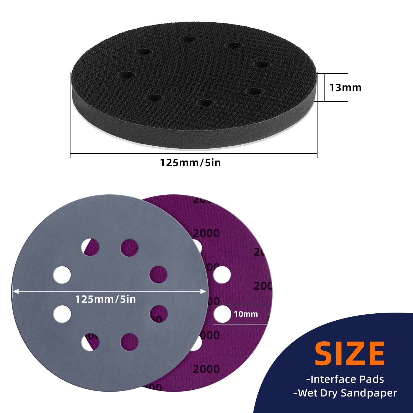 80pcs 5″ Hook & Loop Sanding Discs 1500-10000 Grit Wet/Dry for Orbital Sander
