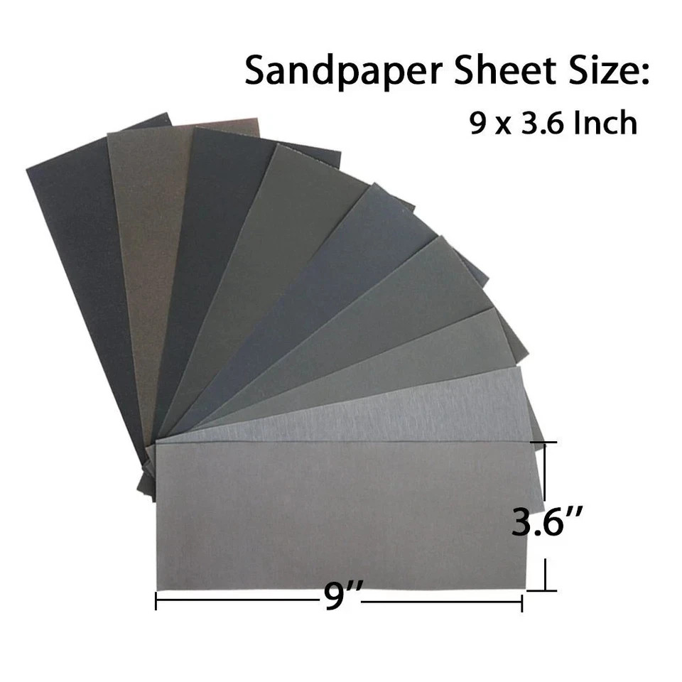 45Pcs Wet Dry Sandpaper, 400/600/ 800/1000/ 1200/1500/ 2000/2500/ 3000 Grit Asso