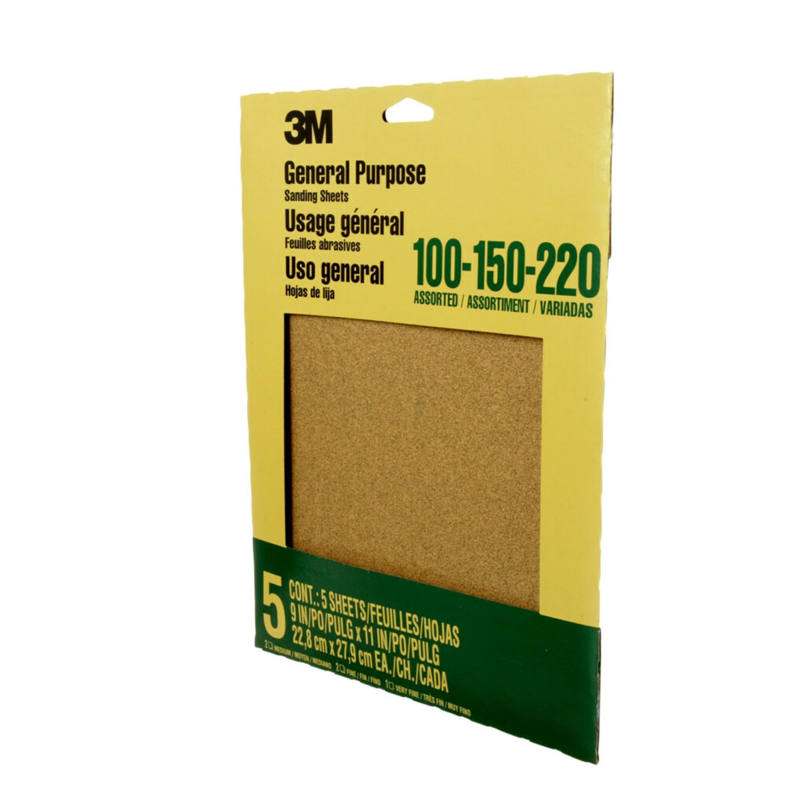 3M Aluminum Oxide Sandpaper, 5 Sheets, Assorted 2-Pack (10 Sheets),