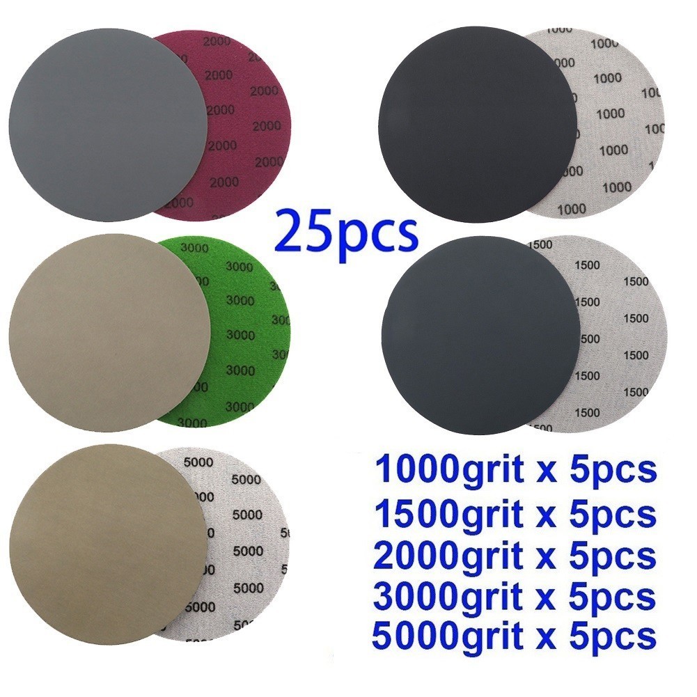 Waterproof Sandpaper Wet Dry 1000 1500 2000 3000 5000 Grit 125mm 25pcs