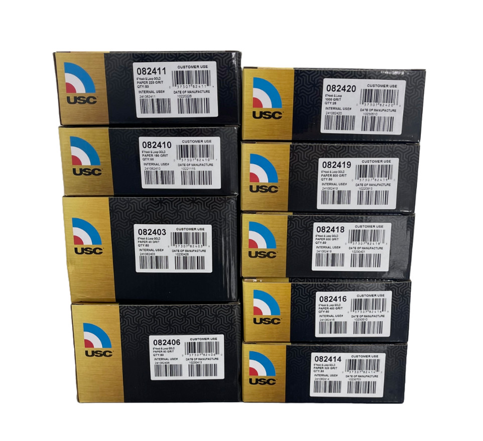 6inch Hook & Loop USC GOLD Sandpaper 40-800 Grit 25/BOX