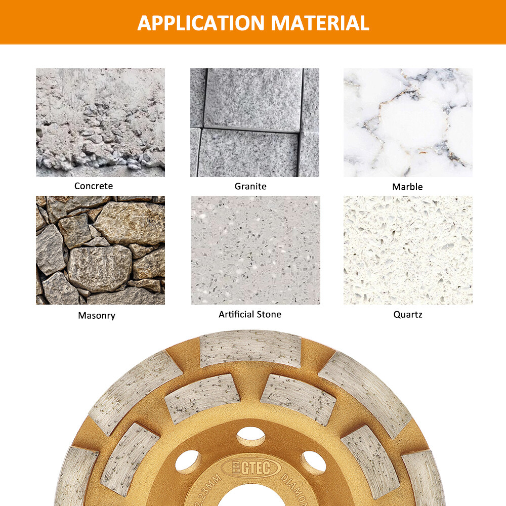 Diamond Concrete Grinding Wheel Double Row Sanding Disc Granite Marble 4-7 inch