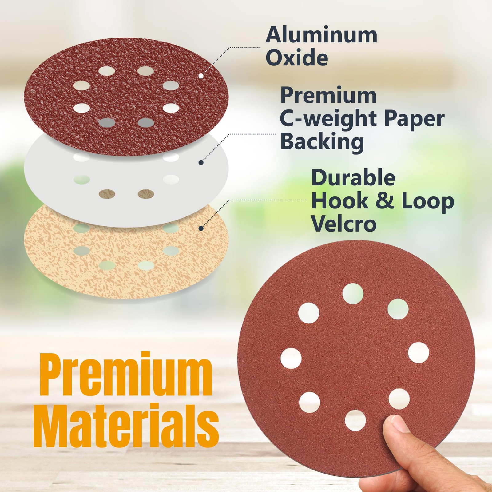 POWERTEC 40 Grit, 100 Pack, 6 Inch Sanding Discs – Hook 40 6 x 6h, Red