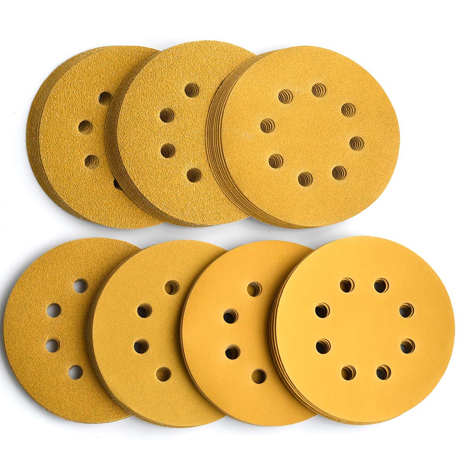 100-PACK 5 inch Sanding Discs 8-Hole Hook Loop Sander Orbital Sandpaper 40 -1000