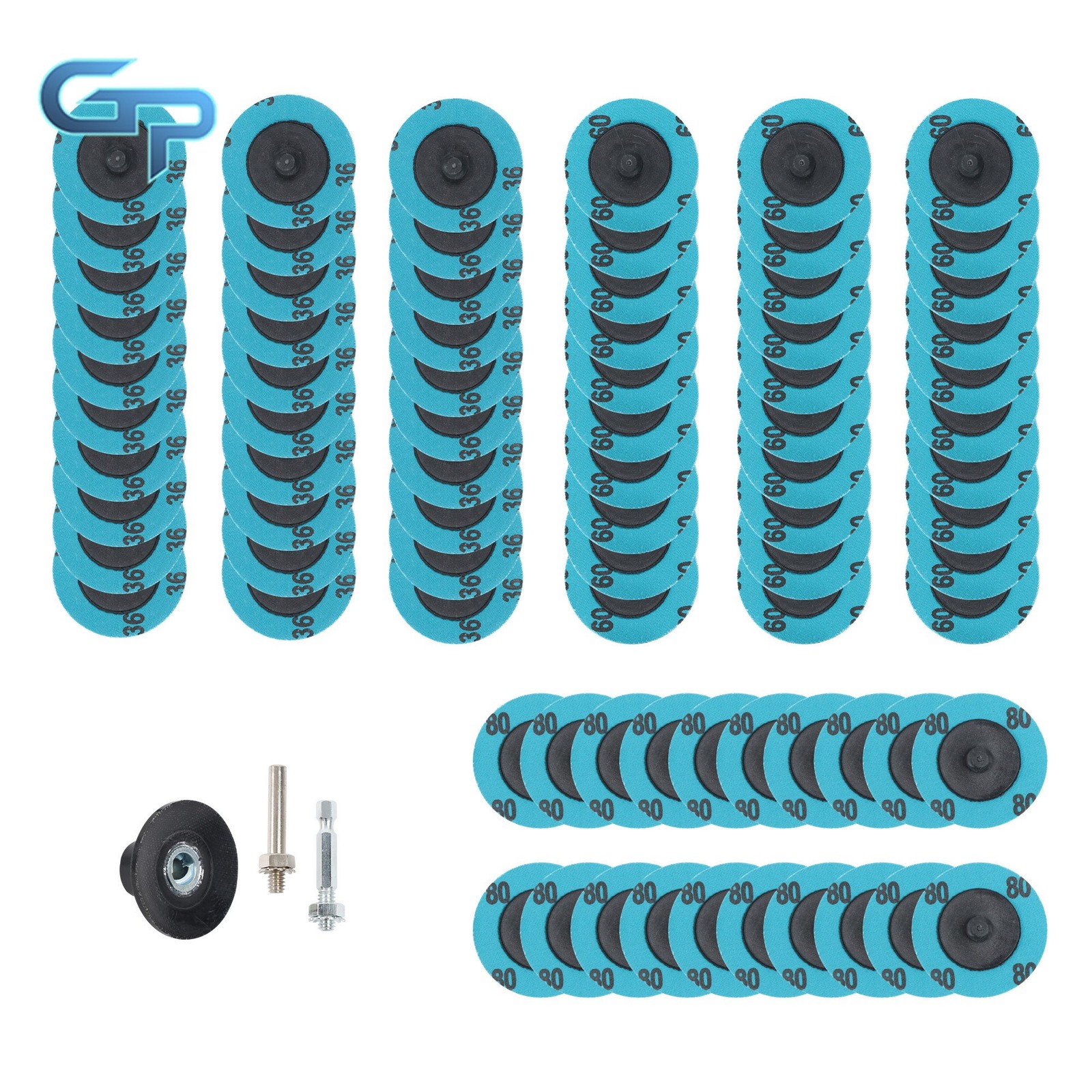 80 PCS 2 Inch 36/60/80 Grit Roll Lock Sanding Discs for Die Grinder Accessories