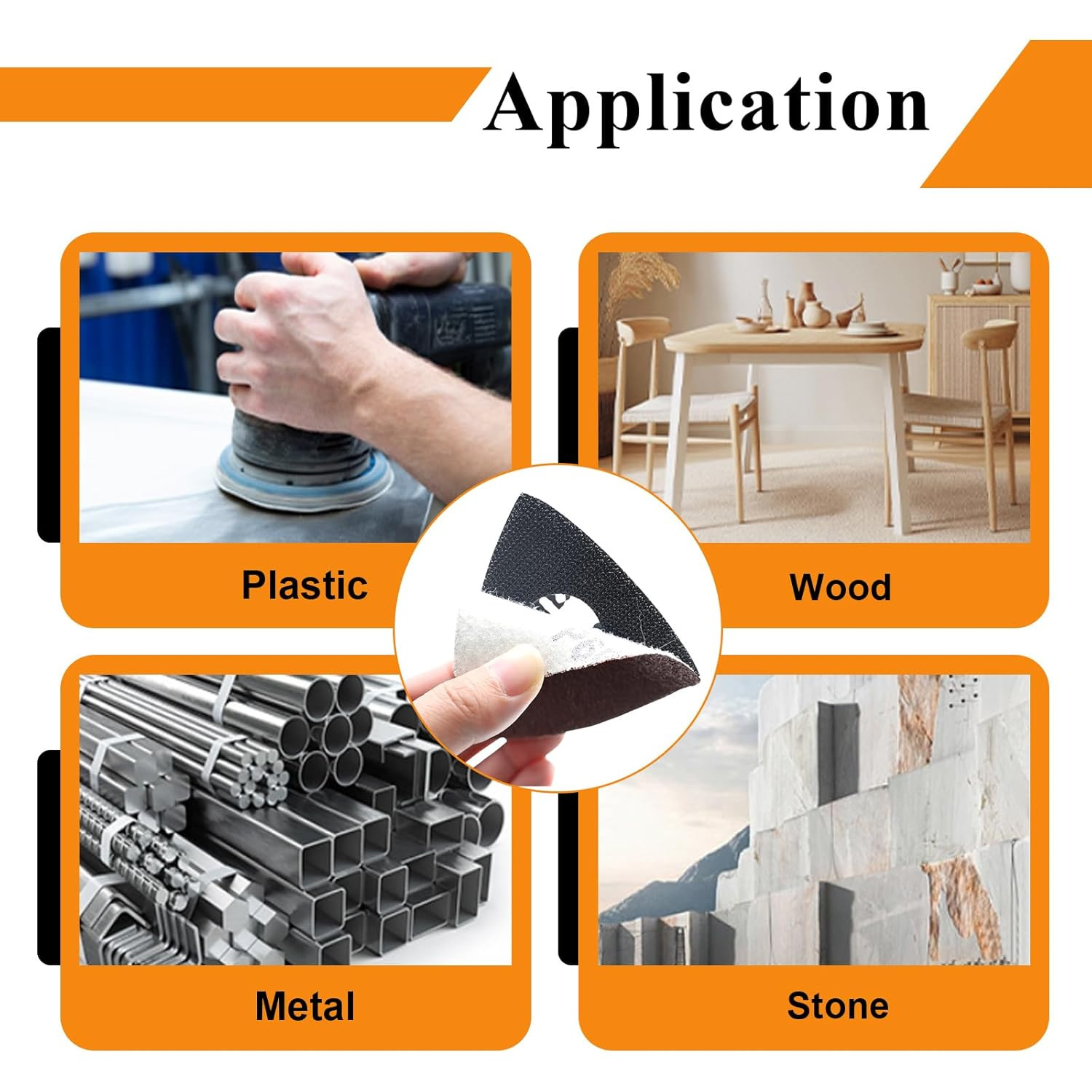 114Pcs Oscillating Tool Sanding Pads Kit 2Pcs Triangle Sanding Pads and 2Pcs Fin
