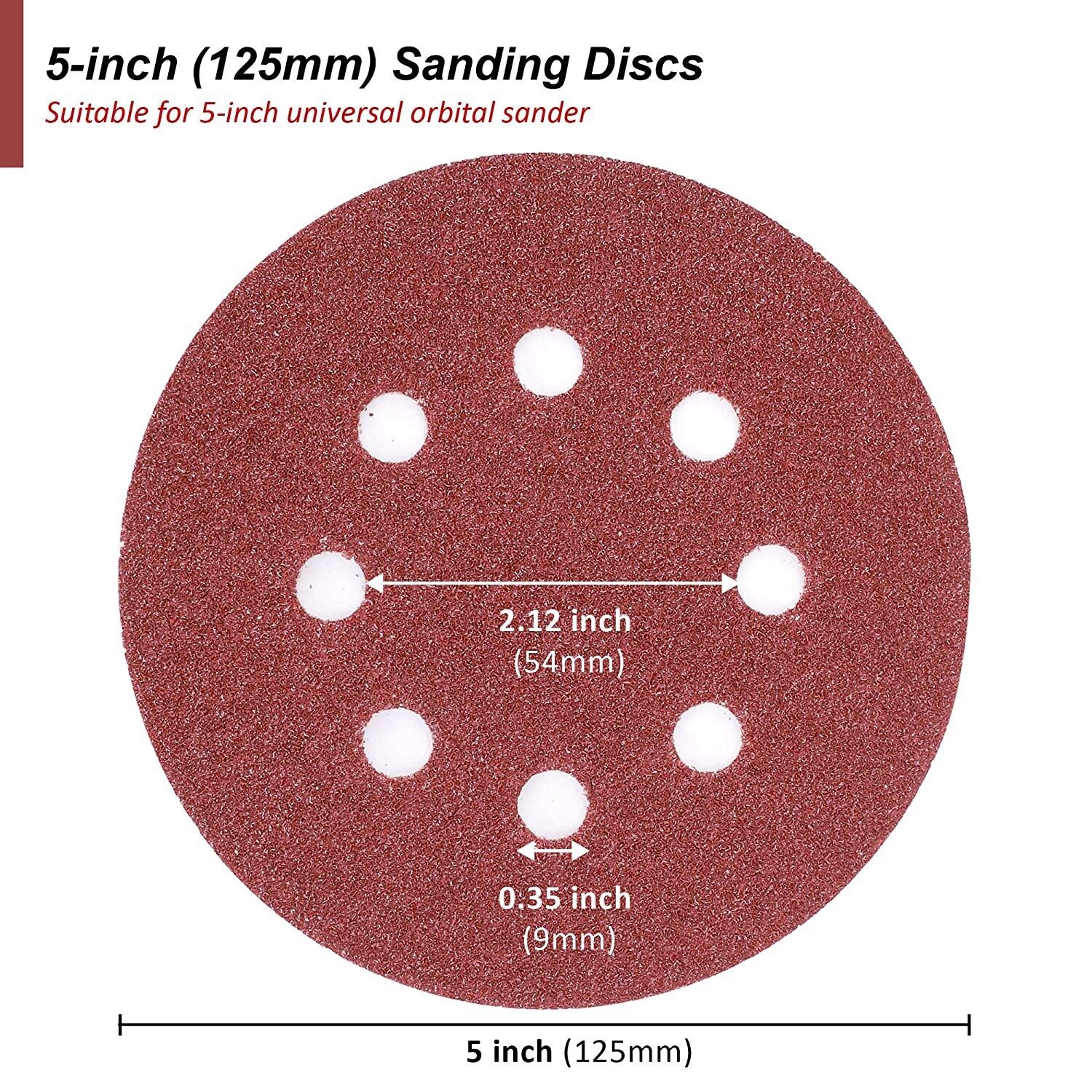 60x 5 inch Sanding Discs 240-1000 Grit Hook Loop 8-Hole Orbital Sander Paper Pad