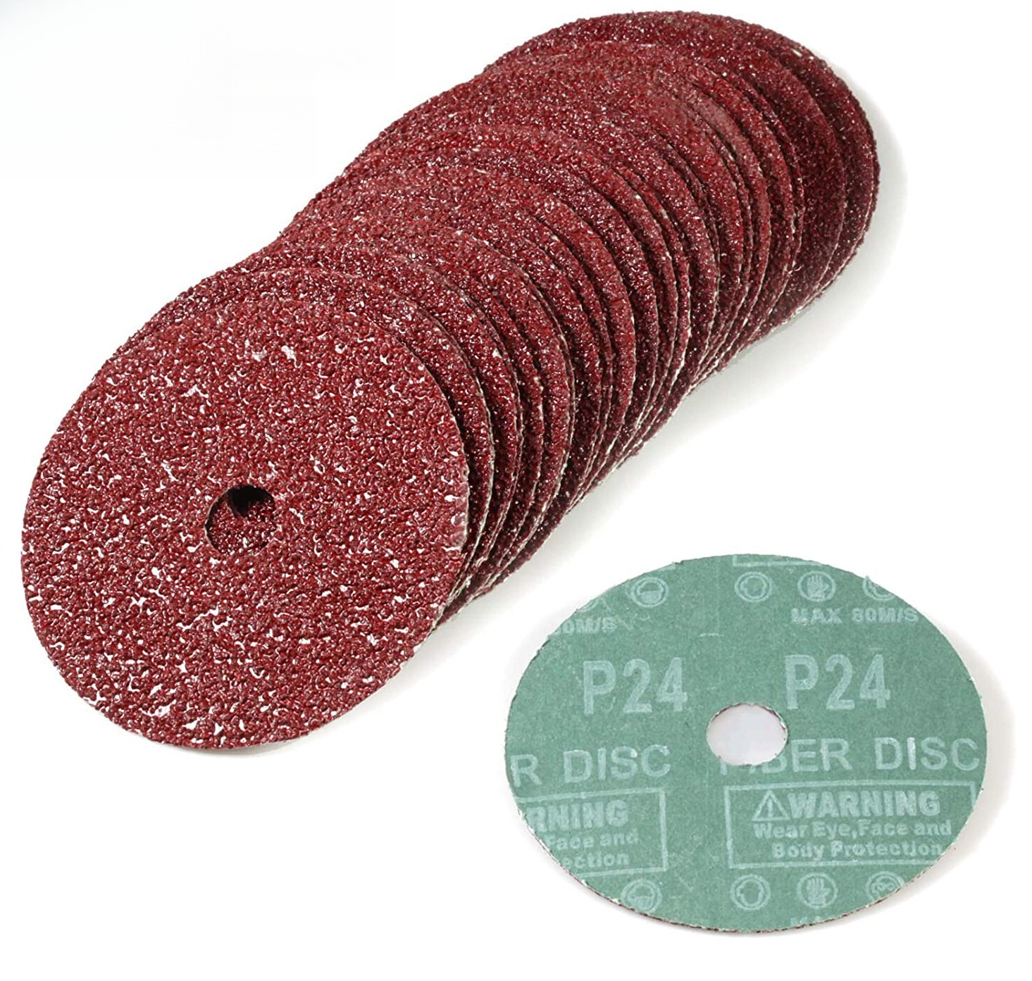 SATC 4.5 inch 115mm 25-pack Calcined A/O Fiber Disc Round Hole P16 Sanding Disc
