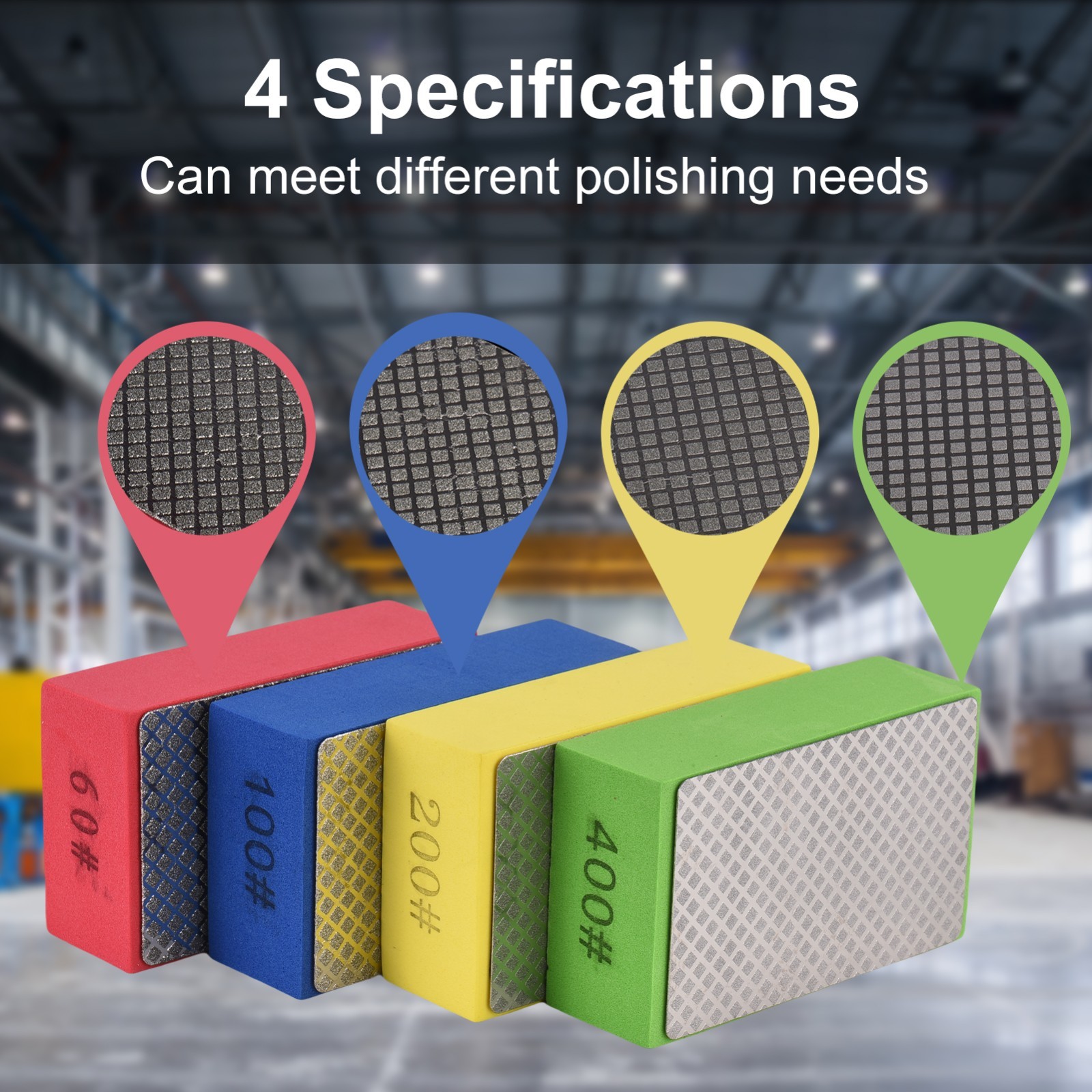Diamond Hand Polishing Pads, Hand-Held Sanding Block for Stone Glass Metal Wood