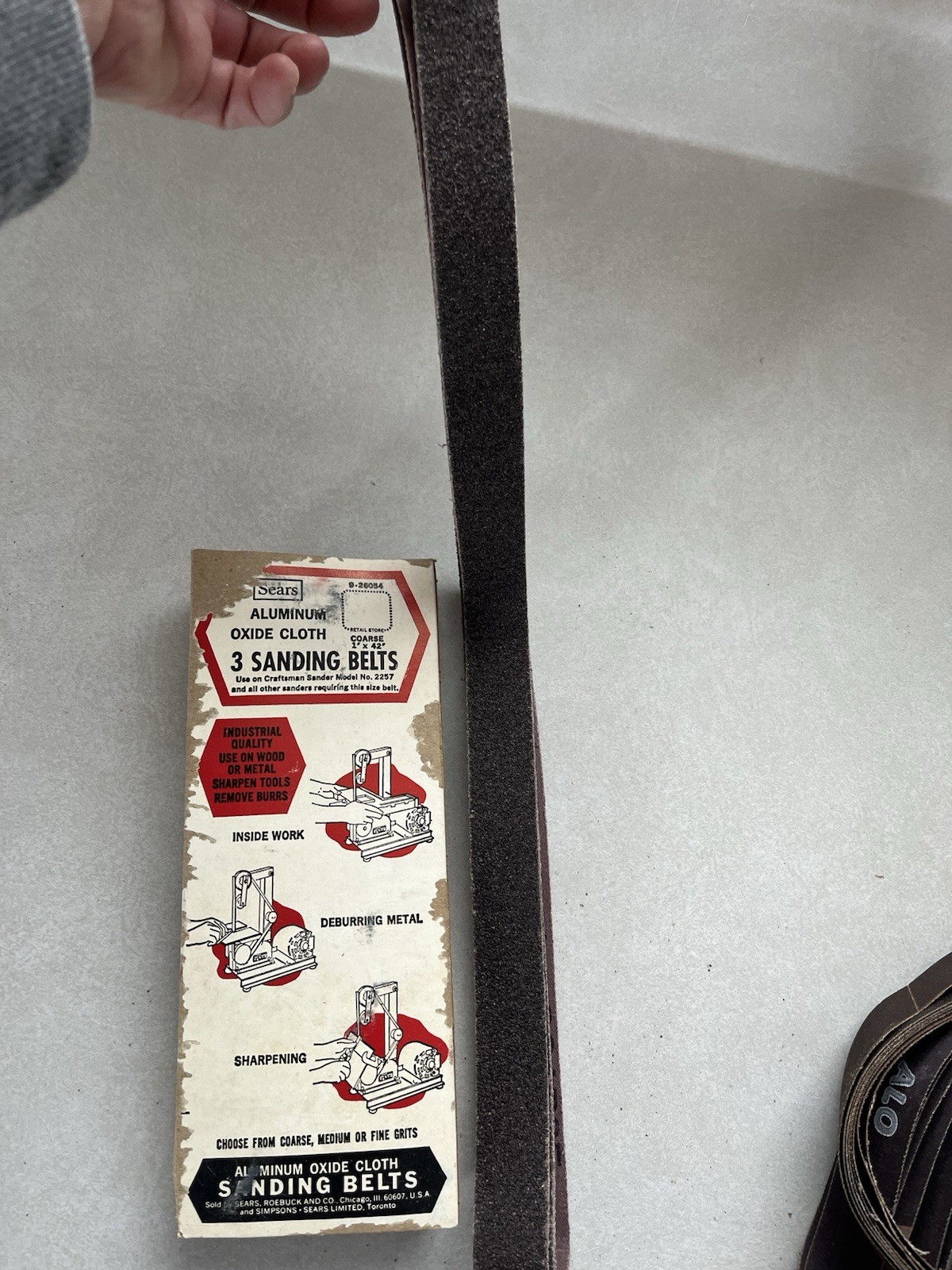 Aluminum oxide sanding belts 1×42 & x-088 lot New Vintage Belts Sears Roebucks