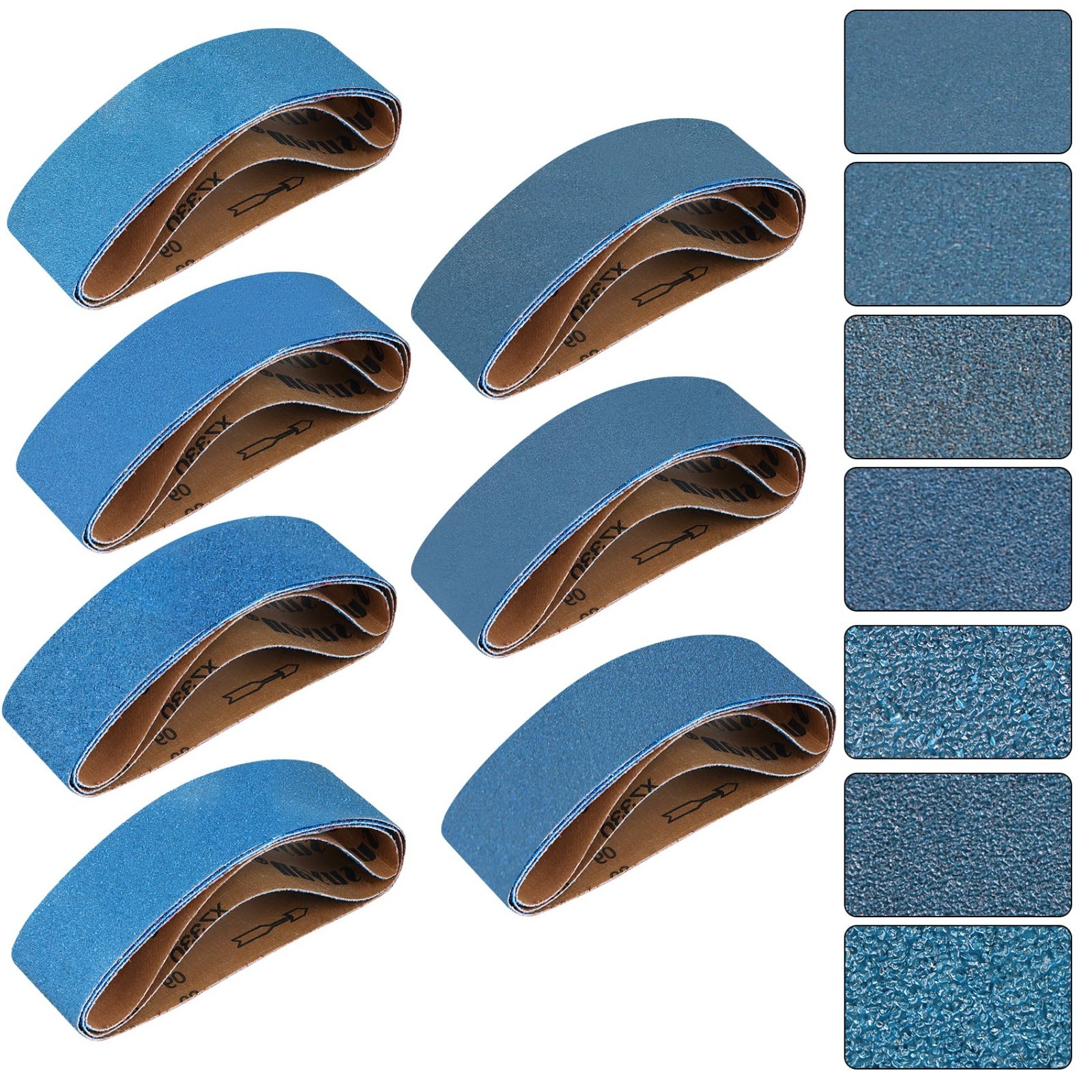 21 Pcs Sanding Belts 3×21 Inch, 7 Grits (40-400) for Wood, Metal, Furniture Poli