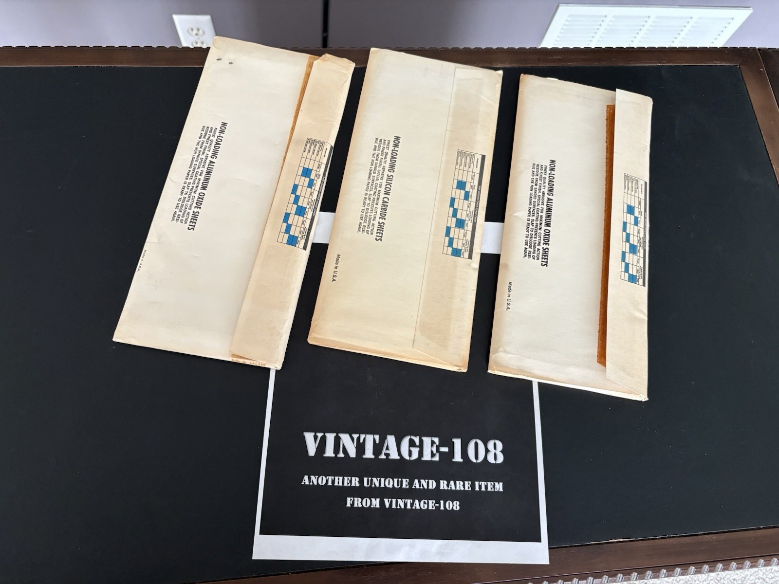 Vintage NOS Sears Aluminum Oxide Sandpaper, Fine/Medium/Coarse packs 120 4.5×11