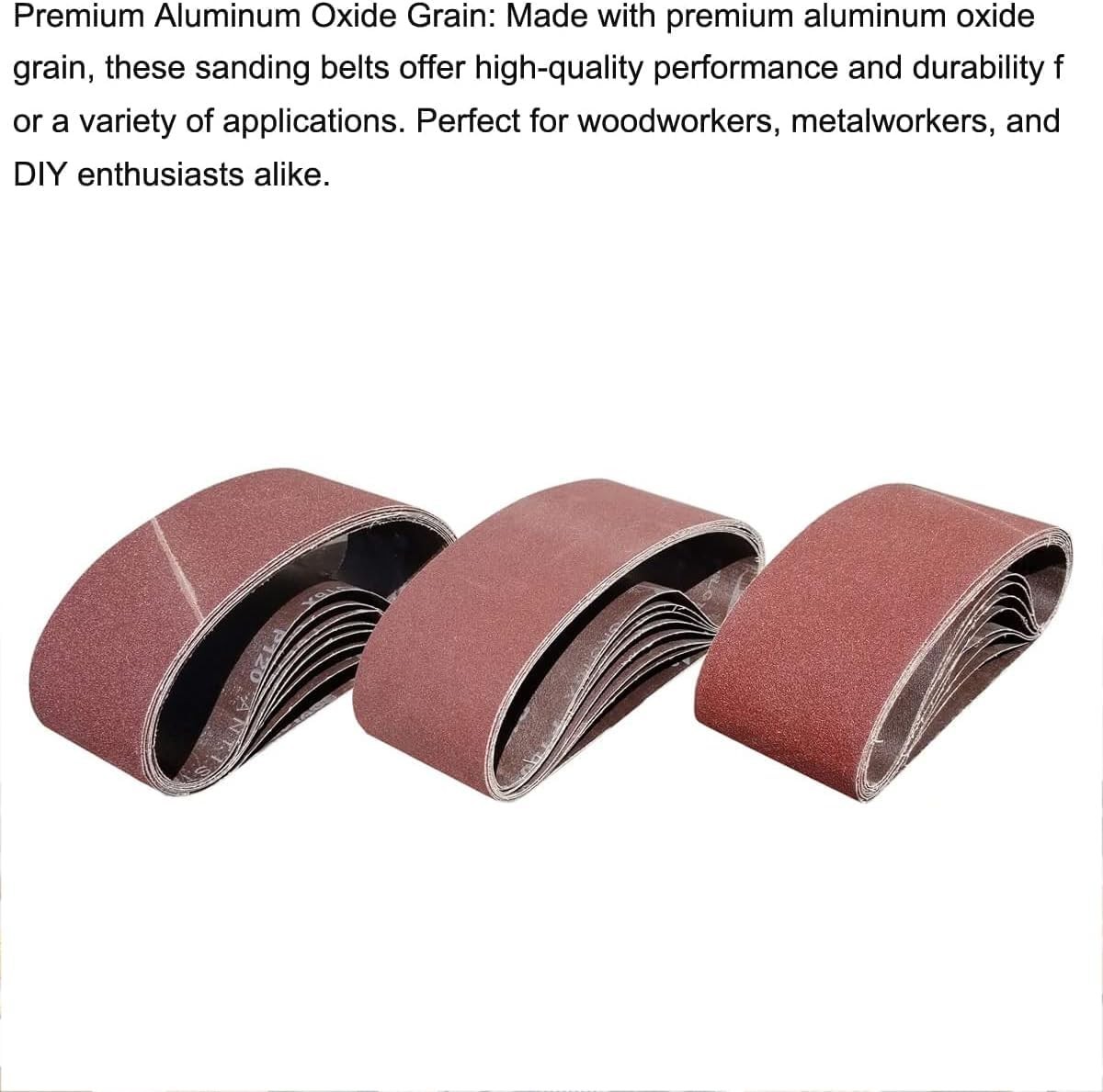 Quality 15 PCS Sanding Belts Set 3″ x 21″ – Grits 40, 80 & 120 for Detail Work